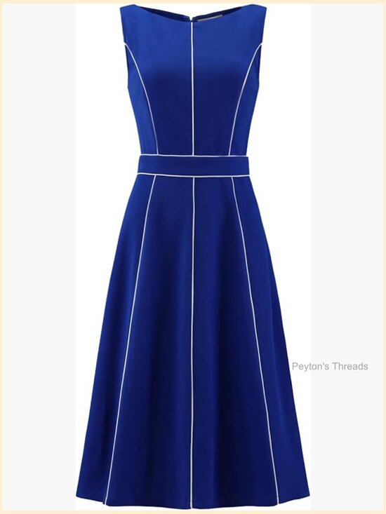 Dresses & Skirts - Boat Neck Sleeveless A-Line Midi Dress Cocktail Party Formal